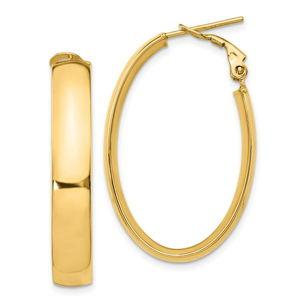 FB Jewels 14K Yellow Gold Oval Hoop Earrings FB Jewels 14K Yellow Gold Oval Hoop Earrings
